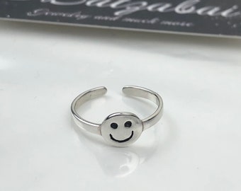 Happy Face Toe Ring • 925 Sterling Silver Toe Ring • Adjustable Toe Ring • Solid Toe Ring •Little Finger Ring • Pinky Ring • Knuckle Ring