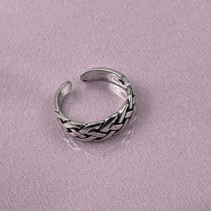 Toe Ring Sterling Silver, adjustable toe ring, 6mm width image 4