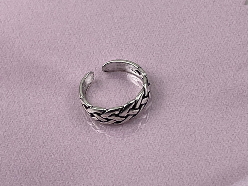 Toe Ring Sterling Silver, adjustable toe ring, 6mm width image 4