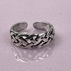 Toe Ring Sterling Silver, adjustable toe ring, 6mm width image 1