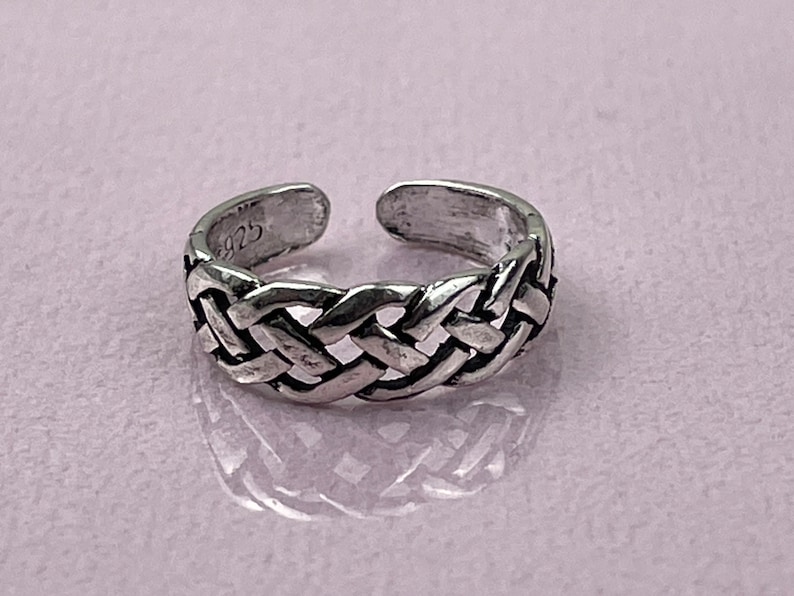 Toe Ring Sterling Silver, adjustable toe ring, 6mm width image 1