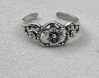 Bague d’orteil fleur • Bague d’orteil en argent sterling • Bague d’orteil réglable