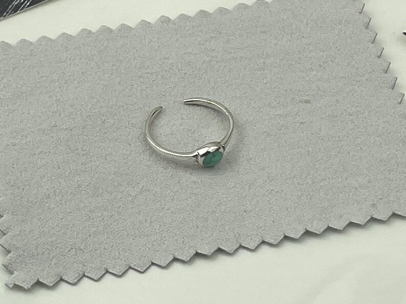 Synthetic Turquoise Toe Ring Sterling Silver Toe Ring Adjustable Toe Ring image 4