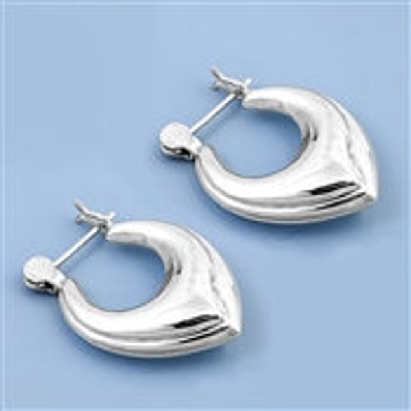 Hollow Hoop Earrings • Sterling Silver Earrings • Sterling Silver Hoops