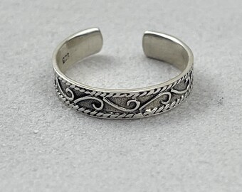 Anneau d'orteil • Anneau d'orteil en argent sterling avec un design unique • Anneau d'orteil réglable