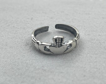 Claddagh Toe Ring • Sterling Silver Toe Ring • Adjustable Toe Ring