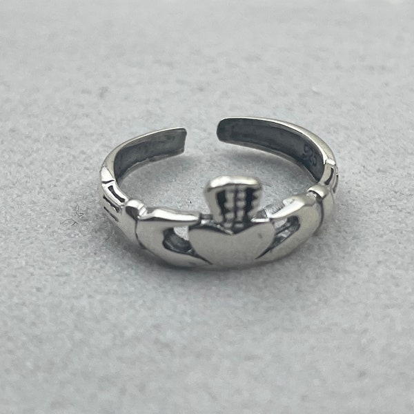 Claddagh Toe Ring • Sterling Silver Toe Ring • Adjustable Toe Ring