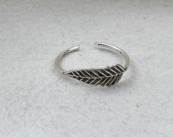 Anneau d'orteil plume • Anneau d'orteil en argent sterling • Anneau d'orteil fin et flexible