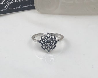 Mandala toe ring • 925 Sterling Silver Toe Ring •Adjustable Toe Ring • Solid Toe Ring •Little Finger Ring • Pinky Ring • Knuckle Ring
