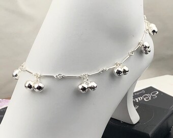 Charms Anklet • Pairs Of Shiny Spheres Anklet • 925 sterling silver anklet • fancy style anklet • anklet for women • anklet for girlfriend