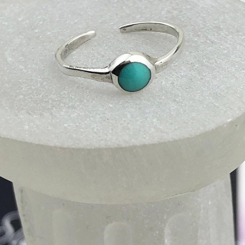 Synthetic Turquoise Toe Ring Sterling Silver Toe Ring Adjustable Toe Ring image 2