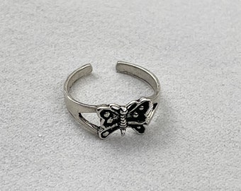 Butterfly Toe Ring - Sterling Silver Toe Ring • Adjustable Toe Eing