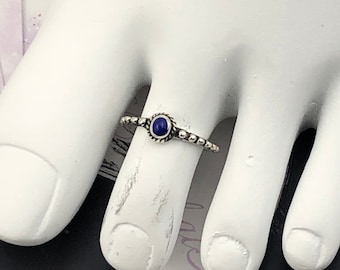 Synthetic Lapis toe ring • sterling silver toe ring • Bali Style Toe Ring • adjustable toe ring