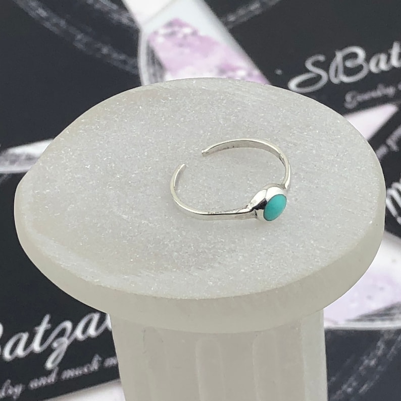 Synthetic Turquoise Toe Ring Sterling Silver Toe Ring Adjustable Toe Ring image 3