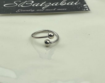 Double Ball Toe Ring • Adjustable Toe Ring • Sterling Silver Toe Ring