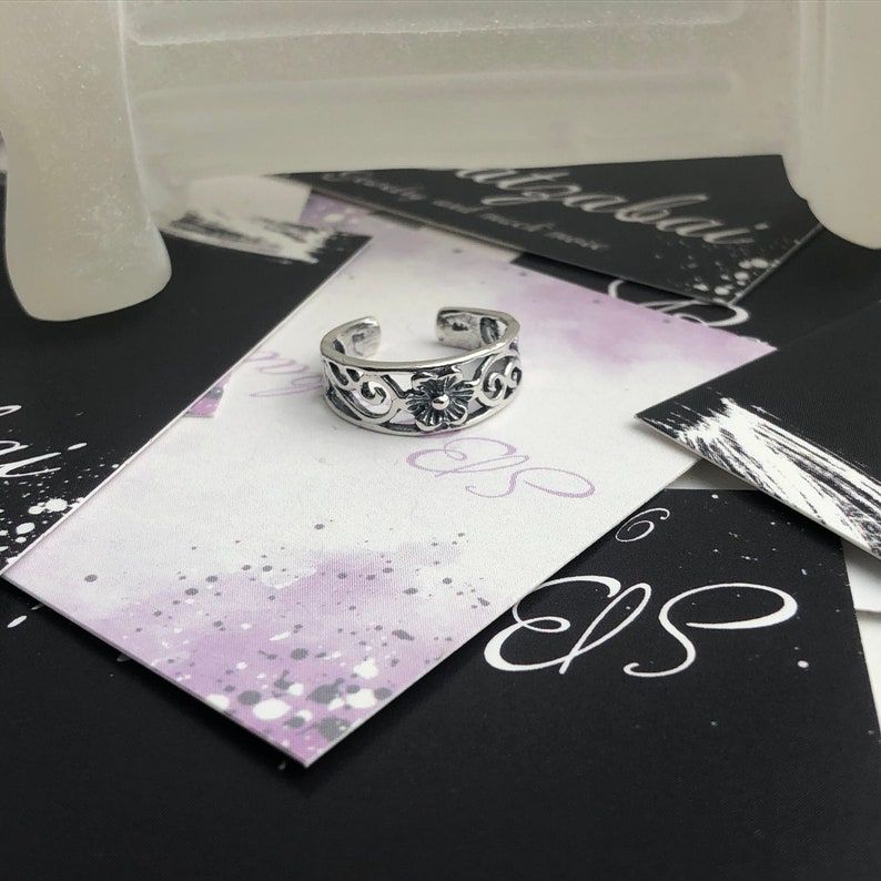 Toe Ring \u2022 sterling silver toe ring \u2022 fancy style toe ring \u2022 adjustable toe ring with flower design