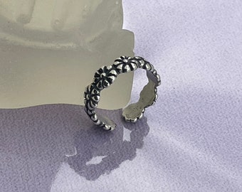 Bague d'orteil fleur • Bague d'orteil en argent sterling 925 • Bague d'orteil réglable