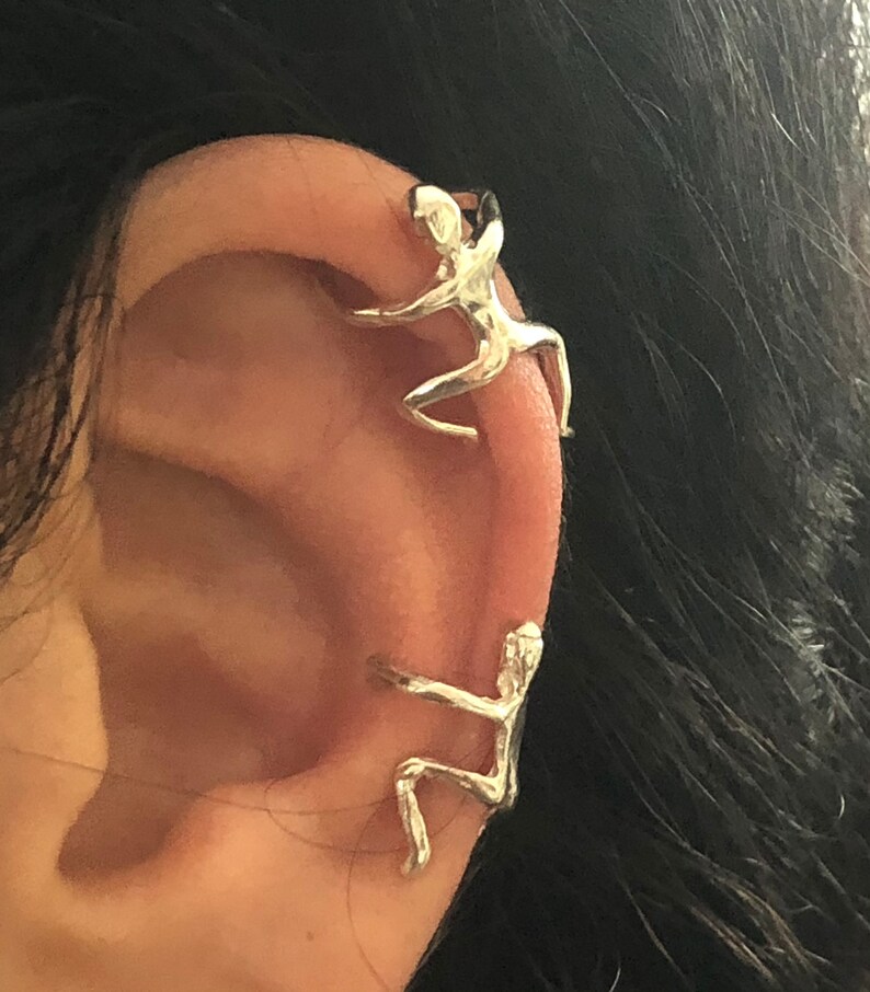 Climbing Man Ear Cuff 925 Sterling Silver Ear Cuff Ear Etsy