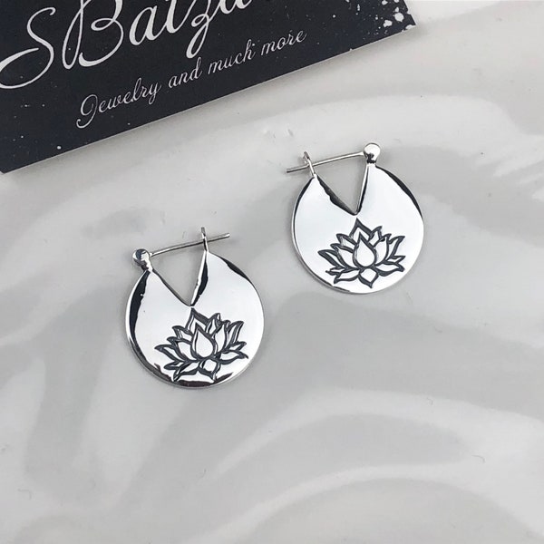 Lotus Hoop Earrings • 925 sterling silver earrings