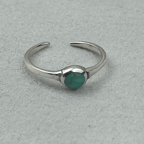 Synthetic Turquoise Toe Ring • Sterling Silver Toe Ring • Adjustable Toe Ring
