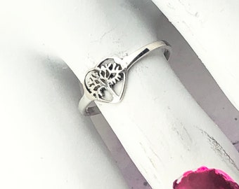 Tree Of Life In Heart Toe Ring • 925 Sterling Silver Toe Ring • Adjustable Toe Ring • Solid Toe Ring • Little Finger Ring • Pinky Ring