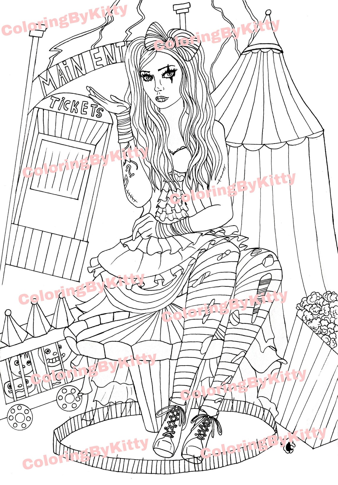 Freakshow carnival Adult coloring page Instant download | Etsy