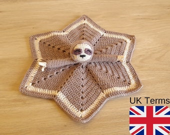 Uk Terms Crochet Sloth Lovey Pattern, Sloth Lovey Crochet Pattern, Crochet Sloth PDF Pattern, INSTANT DOWNLOAD