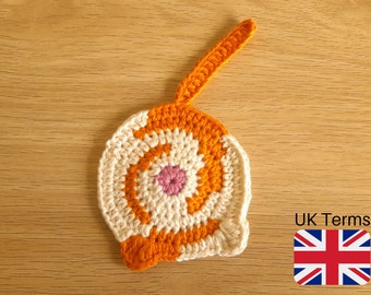 UK Terms Crochet Calico Cat Butt Coaster Pattern (PDF Download)