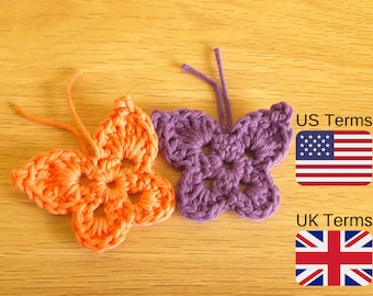 Crochet Butterfly Pattern, Butterfly Crochet Pattern, Crochet Butterfly Applique PDF Pattern, INSTANT DOWNLOAD