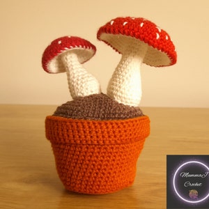 Crochet Mushroom Pot Pattern, Crochet Mushrooms In A Terracotta Pot, INSTANT DOWNLOAD