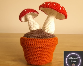 Crochet Mushroom Pot Pattern, Crochet Mushrooms In A Terracotta Pot, INSTANT DOWNLOAD