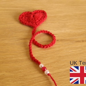 Uk Terms Crochet Heart Bookmark Pattern, Heart Bookmark Crochet Pattern, Crochet Heart Bookmark PDF Pattern, INSTANT DOWNLOAD