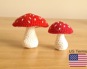 Crochet Large Mushroom Pattern PDF | Big Amigurumi Mushroom | Cottagecore Woodland Decor | Instant Download