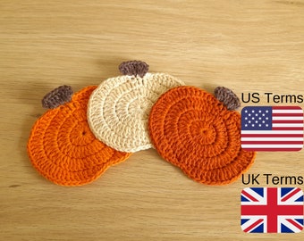 Crochet Pumpkin Coaster Pattern PDF | Fall & Halloween Crochet Decor | Autumn Mug Rug Pattern | Instant Download