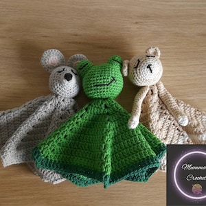 Crochet Pattern Lovey 3 Pack, Crochet Mouse Lovey, Crochet Frog Lovey, Crochet Bear Lovey, INSTANT DOWNLOAD