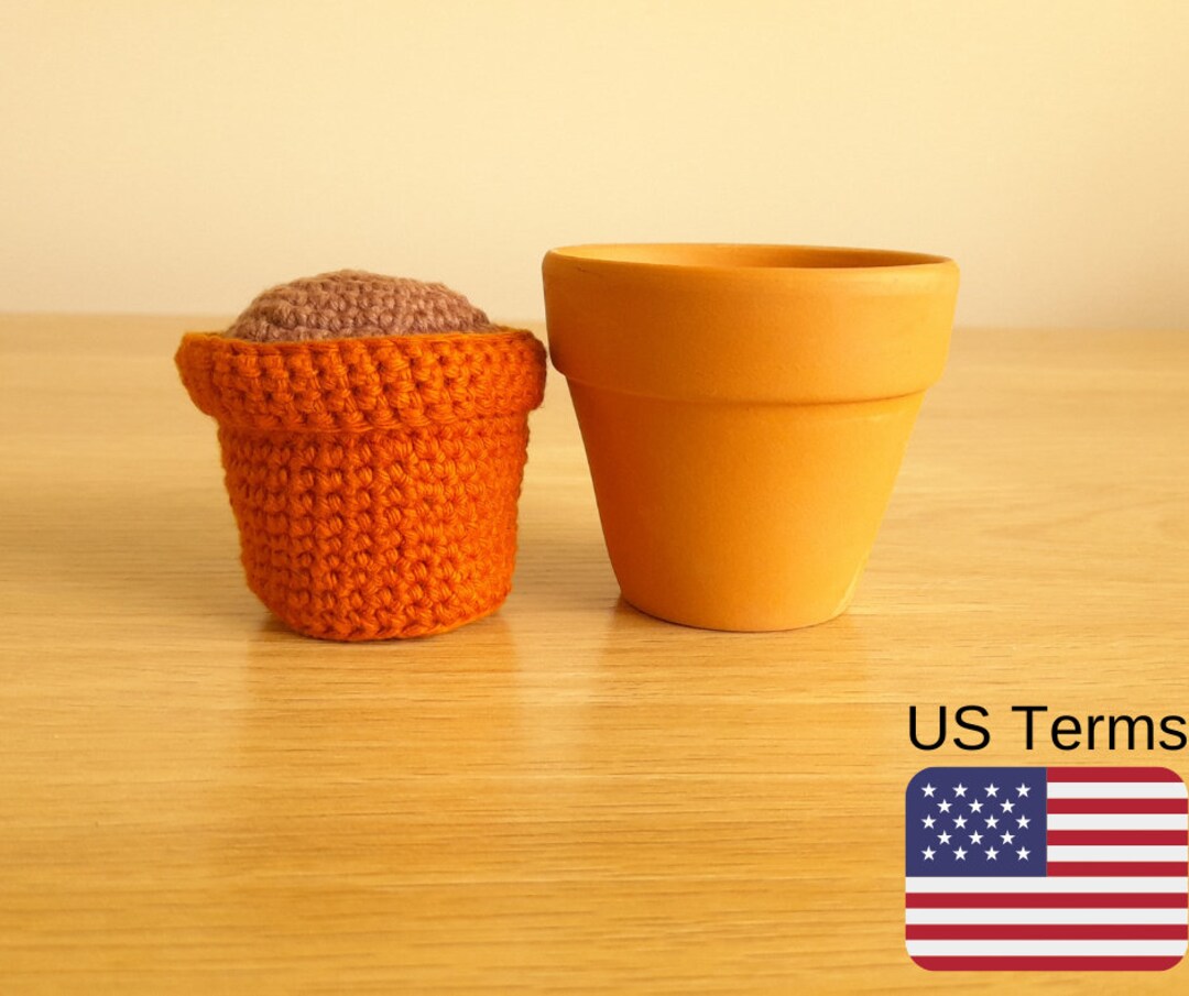Crochet Terracotta Pot, Crochet Pattern Terracotta Pot, US Terms