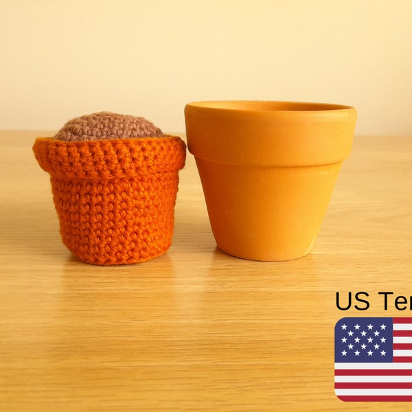 Crochet Terracotta Pot, Crochet Pattern Terracotta Pot, US Terms, INSTANT DOWNLOAD