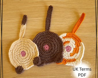 UK Terms Crochet Cat Butt Coaster Pattern PDF | Funny Cat Mug Rug | Cat Lover Gift | Instant Download
