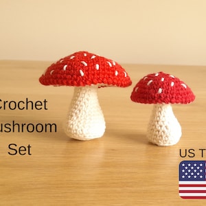 Crochet Mushroom Patterns Set, Big Mushroom Crochet Pattern, Crochet Small Mushroom PDF Pattern, INSTANT DOWNLOAD