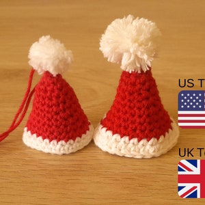 Crochet Santa Hat Ornament, Crochet Santa Hat Pattern, Crochet PDF Pattern INSTANT DOWNLOAD image 1