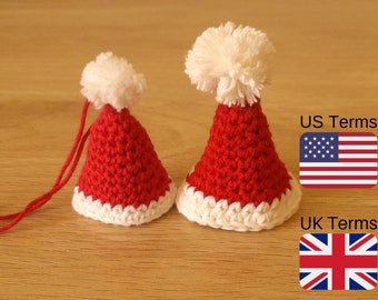 Crochet Santa Hat Ornament, Crochet Santa Hat Pattern, Crochet PDF Pattern INSTANT DOWNLOAD