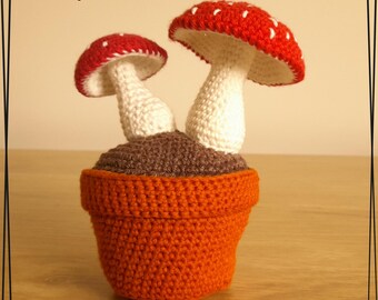 Crochet Mushroom Pot Pattern PDF | Amigurumi Mushroom Decor | Terracotta Pot Crochet Tutorial | Instant Download