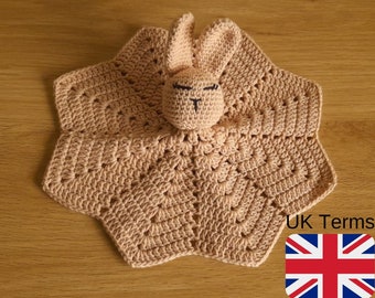 UK Terms Crochet Bunny Lovey Pattern PDF | Baby Security Blanket Crochet Pattern | Bunny Baby Gift | Instant Download