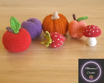 Crochet Fruit & Vegetable Pattern Bundle PDF | 6 Play Food Amigurumi Patterns | Pumpkin, Peach and More | Instant Download