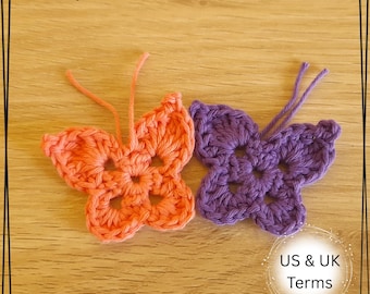 Crochet Butterfly Appliqué Pattern PDF | Easy Butterfly Crochet Pattern | Spring Embellishment | Instant Download