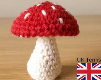 Uk Crochet Mushroom Pattern, Mushroom Crochet Pattern, Crochet Mushroom PDF Pattern, INSTANT DOWNLOAD