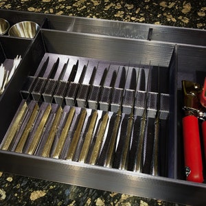Custom Drawer Organizer with dinner knife block, 4, 6, 8, 10 or 12  knifes to your specs
