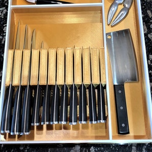 Custom Knife Block Drawer Organizer, Chef&#39;s Knife block drawer insert for 4, 6, 8, 10 or 12  knifes custom to your specs