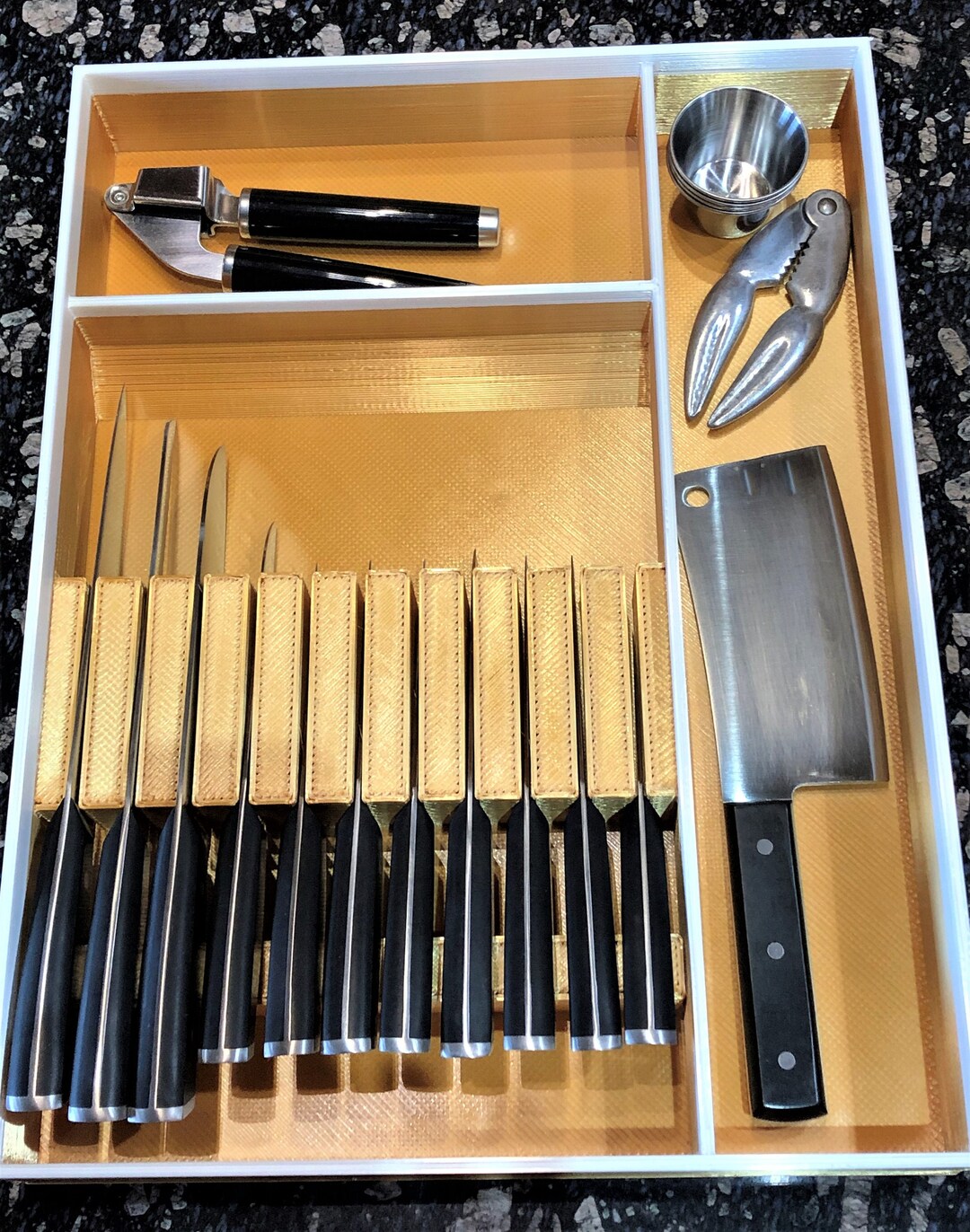 Custom Knife Block Drawer Organizer, Chef's Knife Block Drawer Insert for 4, 6, 8, 10 or 12