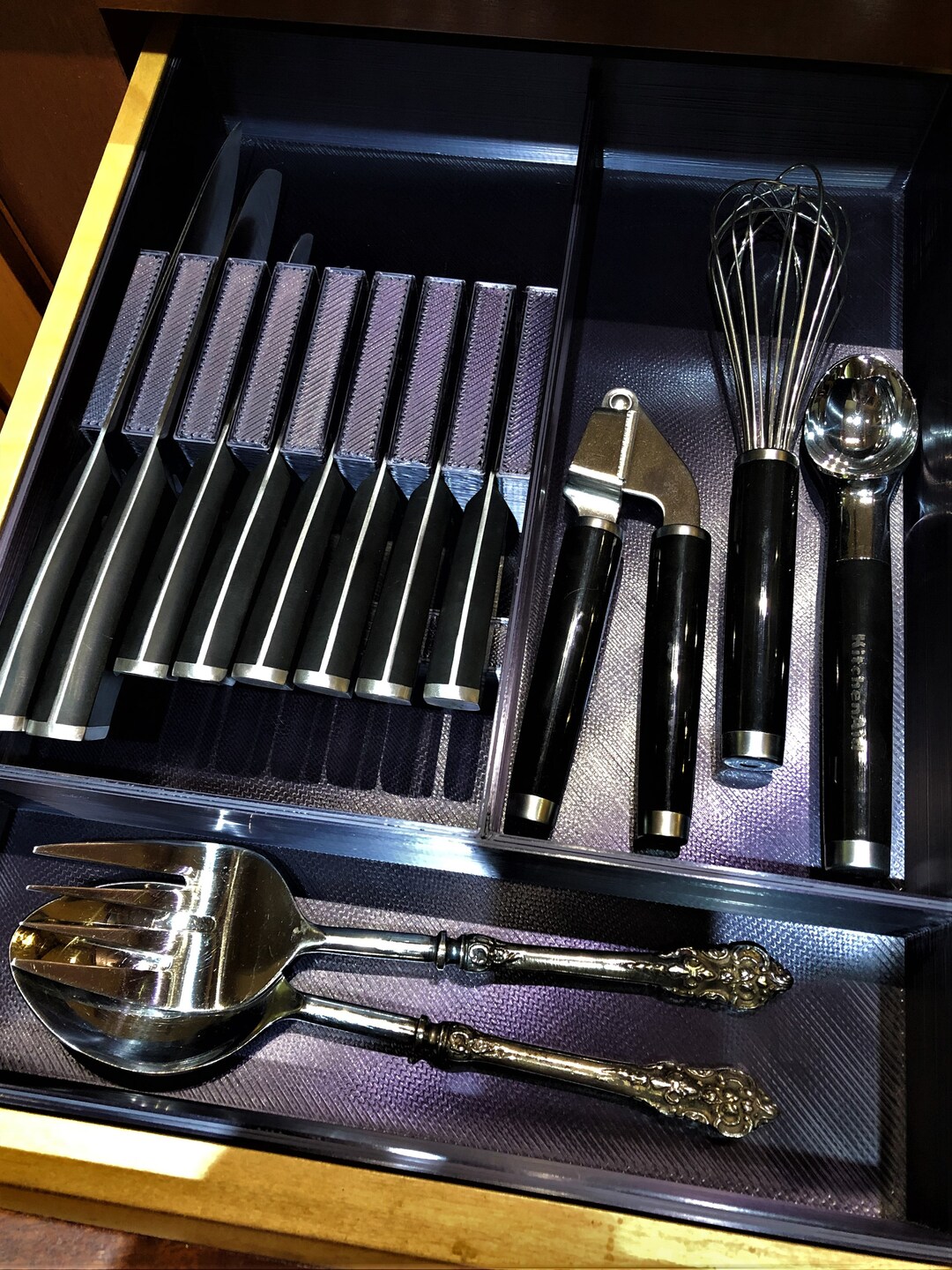 Custom Knife Block Drawer Organizer, Chef's Knife Block Drawer Insert for 4, 6, 8, 10 or 12